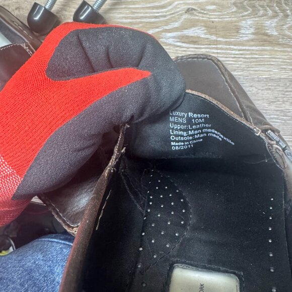 Kenneth Cole Luxury Resort Brown Leather Square Toe Loafers Men's Size 10 - Picture 5 of 7